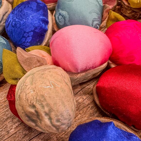 26 Vintage Handcrafted Ceramic and Fabric Faux Walnuts Decor-Bold/Bright Hues - Picture 9 of 10